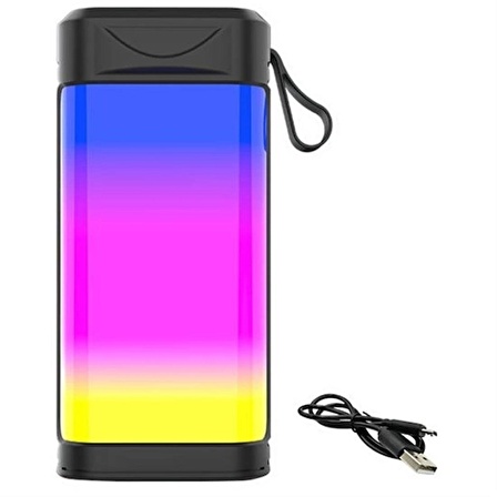 Usb Şarjlı Renkli LED Işıklı 1200 mAh 5W Portatif Müzik Sistemli Mini El Tipi Hoparlör (1243)