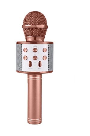 Karaoke Mikrofonlu Hoparlör - Şarjlı -Bluetooth Rose Gold (1243)