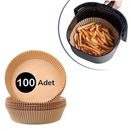 100 Adet  Air Fryer Pişirme Kağıdı Tek Kullanımlık  Yağlı Kağıdı Yuvarlak Tabak Model (1243)