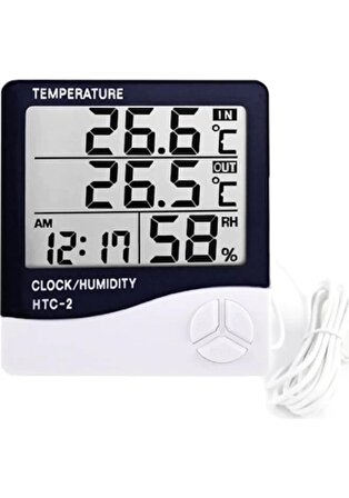 Dijital Termometre Isı Sıcaklık Nem Ölçer Saat Alarm (1243)