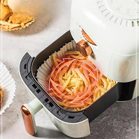 50 Adet Air Fryer Pişirme Kağıdı Tek Kullanımlık Yağ Geçirmez Yuvarlak Tabak Model PVC (1243)