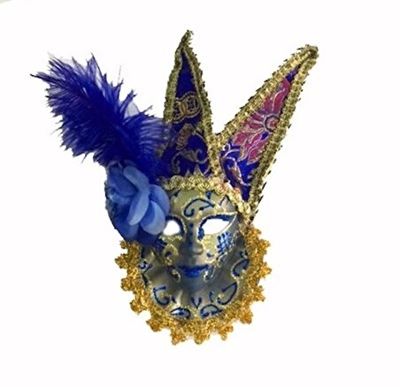 Tüylü Dekoratif Seramaik Maske Mavi Renk (1243)