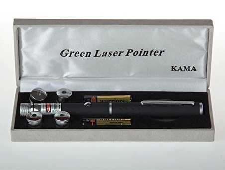 Yeşil Lazer Pointer 100 mW 15 Km Etkili (5 Başlıklı) (1243)