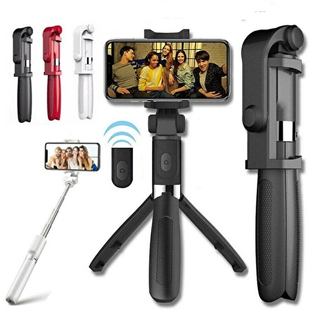 Selfie Stick L01 Bluetooth Kumandalı Selfie Çubuğu Tripod Monopod (1243)