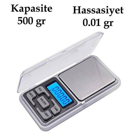 Dijital Hassas Elektronik Kuyumcu Cep Terazisi Tartı 500 gr /  0.1 gr (1243)