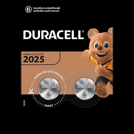 DURACELL CR2025 LITHIUM 3V PİL 2Lİ (1243)