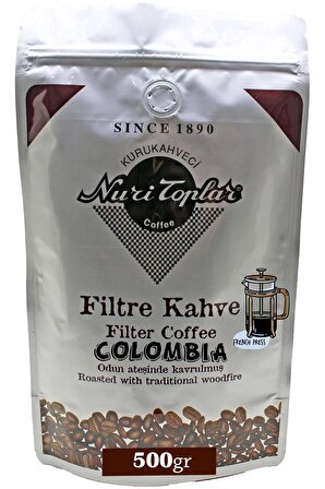 Nuri Toplar Filtre Kahvesi 500 Gr Colombia Supremo Çekirdeği - Odun Ateşinde Kahve
