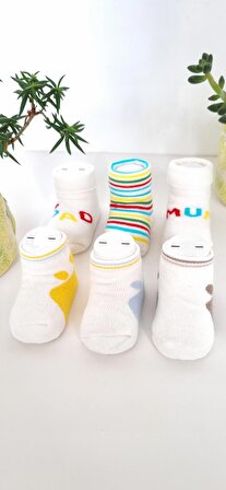 6'lı Yenidoğan Kışlık Havlu Hediyelik Bebek Çorap