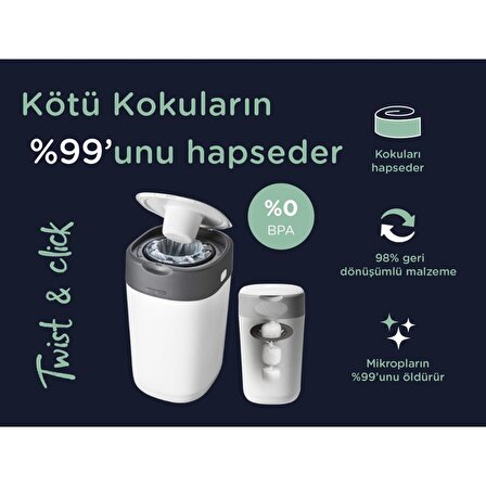 Tommee Tippee Twist & Click Bebek Bezi Çöp Poşeti 3 Kartuş