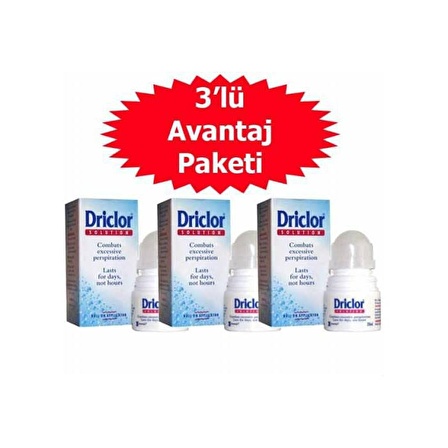 Driclor Antiperspirant Ter Önleyici Roll-On Deodorant 20 ml x 3