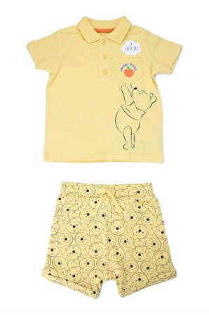 Çocuk Disney Winnie The Pooh %100 Pamuk Sarı T-shirt Şort Takım