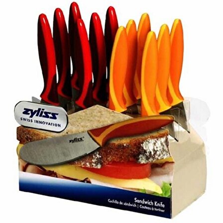 Zyliss E71740 Sandviç Bıçağı Seti 12'li Kırmızı - Turuncu 
