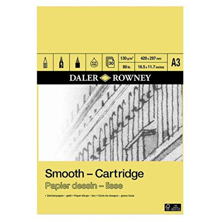 Daler Rowney Smooth Cartridge Çizim Defteri 130g 30 Yaprak A3