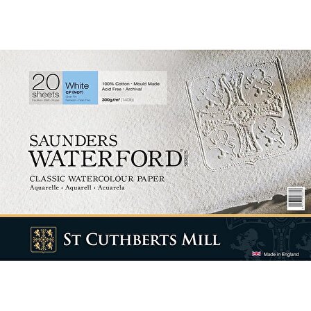 Saunders Waterford Cold Pressed Natural White Blok 20 Yaprak 300g 18x26