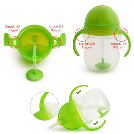 Munchkin Tıklama Kilitli  Uçlu Alıştırma Bardağı,  6ay+207ml Yeşil