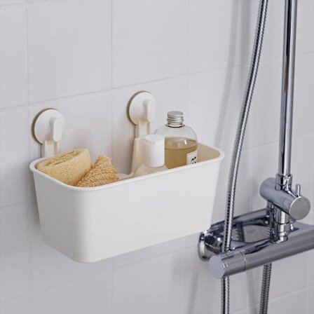 IKEA Stugvik Vantuzlu Duş Sepeti - Beyaz Duş Rafı