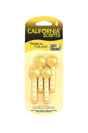 California Scents® Vent Stick"Tropical Colada" Kalorifer Geçme Koku 4'lü Set