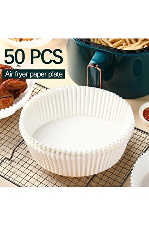 Air Fryer Pişirme Kağıdı 50 Adet Hava Fritözü,yuvarlak Model Pişirme Kağıdı Airfryer Yağsız Firitöz