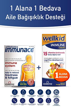 Immunace + Wellkid Immune Liquid Çocuk gida takviyeli vitaminler Çocuk