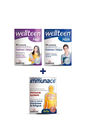 Wellteen Him + Wellteen Her + Immunace - Sağlıklı Gençlik Paketi