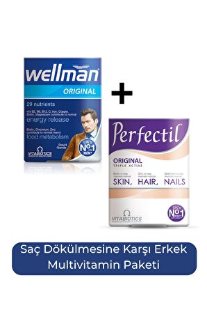 Wellman + Perfectil Original Saç Dökülmesine Karşı Erkek Multivitamin Paketi