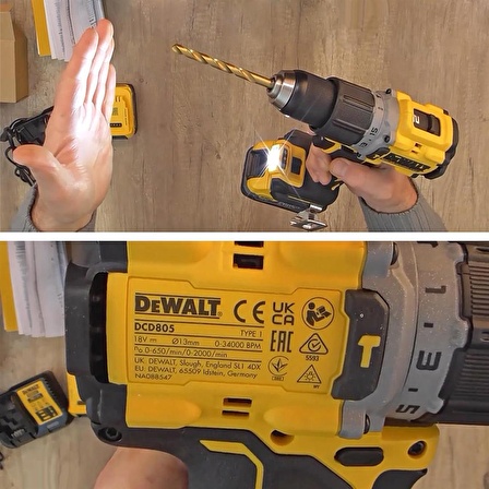 Dewalt DCD805E2T-QW 18v 2Ah Li-ion Darbeli Kömürsüz Çift Akülü Matkap