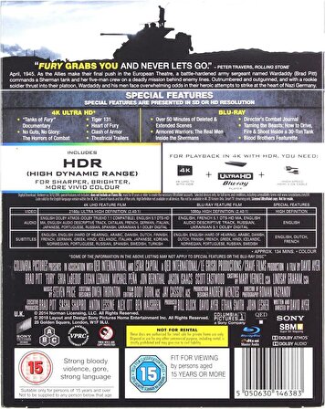 Fury 4K Ultra-HD + BLU RAY [Blu-ray] [2018] TR Altyazı- UK Baskı