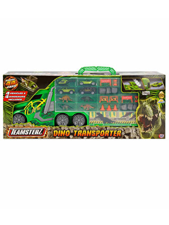 Teamsterz Dino Transporter 4 Araçlı ve 4 Dinozorlu Oyun Seti Yeşil