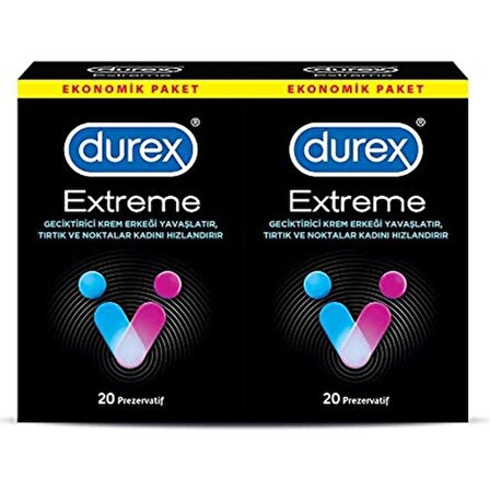 Durex Extreme Geciktiricili Prezervatif 40'lı Ekonomik Paket (2 X 20 Adet)