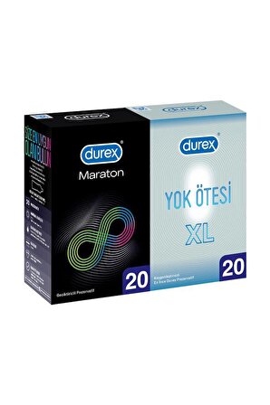 Durex Yok Ötesi XL 20'li İnce + Maraton Geciktiricili 20'li Prezervatif