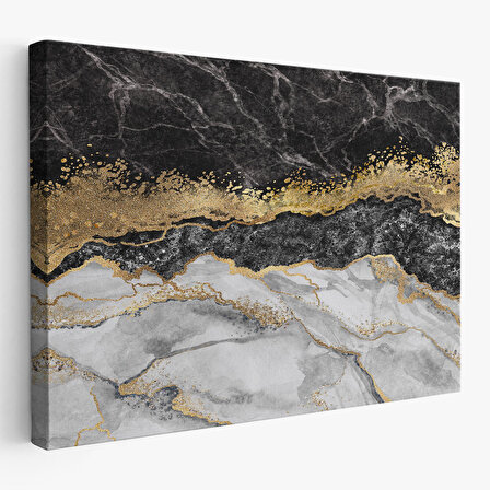 Mermer Desenli ve Altun Tozu Detaylı Soyut Modern Kanvas Duvar Tablosu-5054