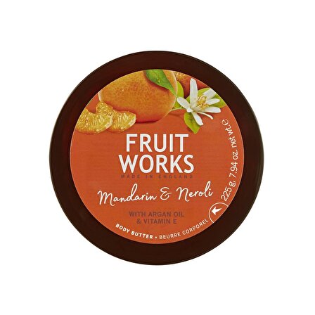 Fruit Works Nemlendirici Tüm Cilt Tipleri için Mandarin & Portakal çiçeği Kokulu Vücut Kremi 225 g 