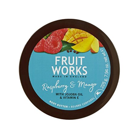 Fruit Works Nemlendirici E Vitaminli Tüm Cilt Tipleri için Ahududu&Mango Kokulu Vücut Kremi 225 g 