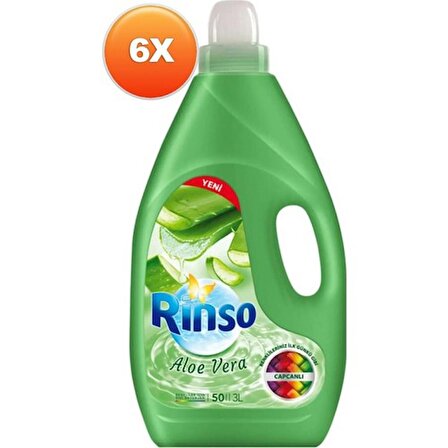 Rinso Renk Koruma & Leke Karşıtı Renkliler için Sıvı Deterjan 50 Yıkama 6x3 lt