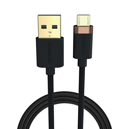 Duracell 1m USB-A to Micro USB Örgülü Şarj Kablosu - Siyah