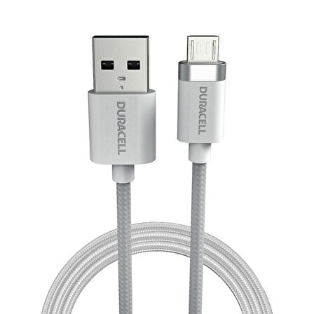 Duracell 1m USB-A to Micro USB Örgülü Şarj Kablosu - Beyaz