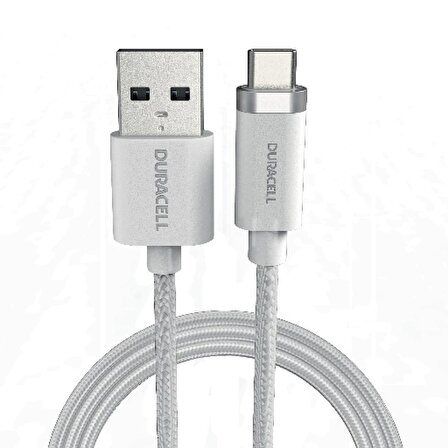 Duracell 1m USB-A to USB-C Örgülü Şarj Kablosu - Beyaz