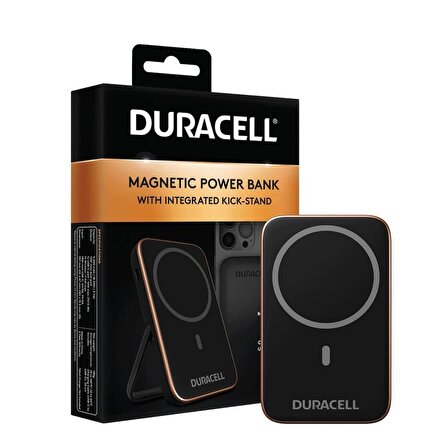 Duracell 5.000mAh Magsafe Wireless Powerbank 18W ( Stand Özellikli ) - Siyah