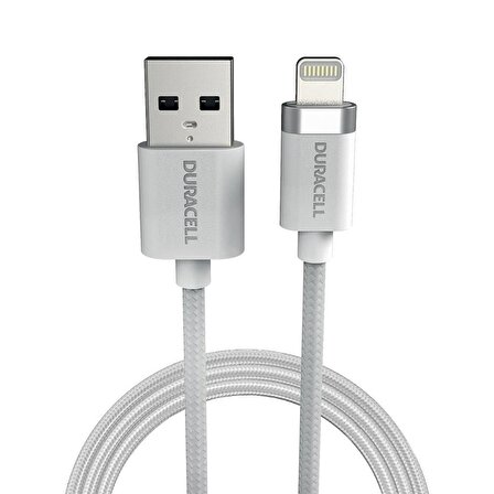 Duracell 1m Lightning to USB-A Örgülü Şarj Kablosu - Beyaz