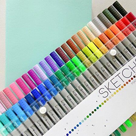 Bruno Visconti SKETCH&ART Çift Taraflı Brush Pen ve Fineliner (Fırça Uç+ İnce Uç) 48 Renk