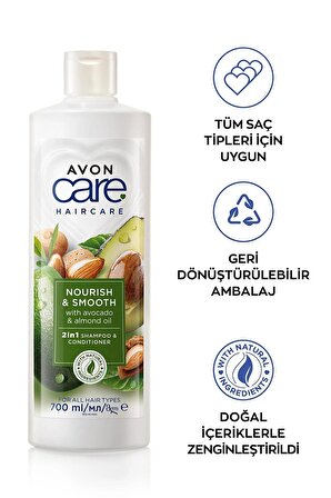 Avon Care Avakado ve Badem Yağı içeren Şampuan ve Saç Bakım Kremi 700 Ml.