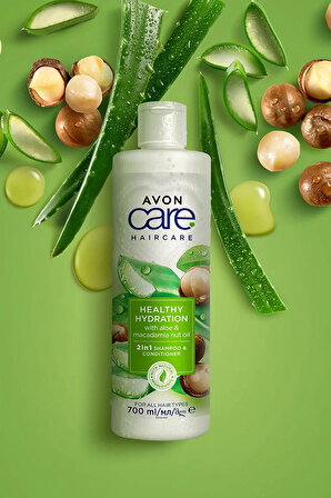 Avon Care Aloe Vera ve Makademya Fındığı Yağı Şampuan ve Saç Bakım Kremi 700 Ml.