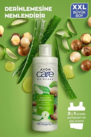 Avon Care Aloe Vera ve Makademya Fındığı Yağı Şampuan ve Saç Bakım Kremi 700 Ml.
