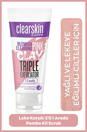 Avon Clearskin Leke Karşıtı 3'ü 1 Arada Pembe Kil Scrub 75 Ml.