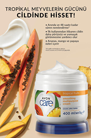 Avon Care Tropical Fruits Ananas, Mango ve Papaya Özlü El ve Vücut Kremi 400 Ml.