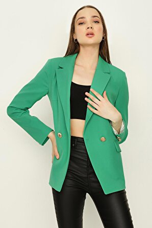 Kadın Tek Düğme Kapamalı Blazer Ceket
