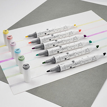 Bruno Visconti Sketch Art Çift Taraflı Markers 6 Renk Pastel 22-0081/03