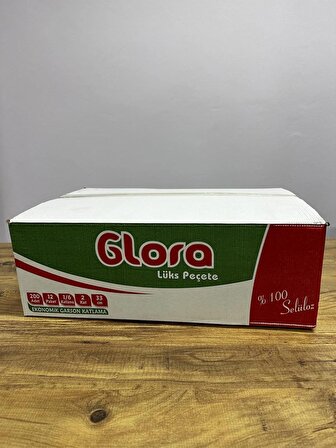 Glora 24x33 200'lü 12 Paket Çift Katlı 1/6 Katlama Garson Lüks Peçete