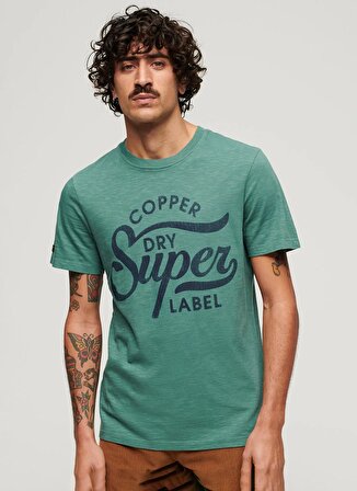 Superdry Bisiklet Yaka Baskılı Yeşil Erkek T-Shirt M1011905A2AN_COPPER LABEL SCRIPT TE