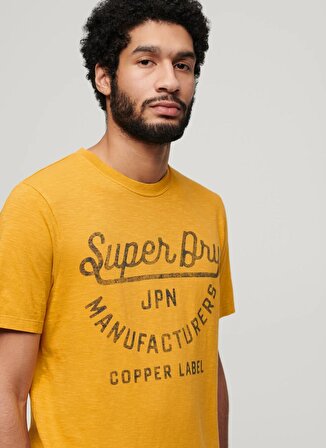 Superdry Bisiklet Yaka Baskılı Sarı Erkek T-Shirt M1011905A2AO_COPPER LABEL SCRIPT TE